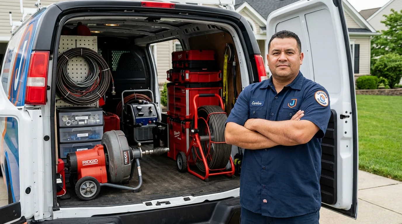 Professional drain cleaning equipment and Johns Plumbing LLC plumber in Dolgeville