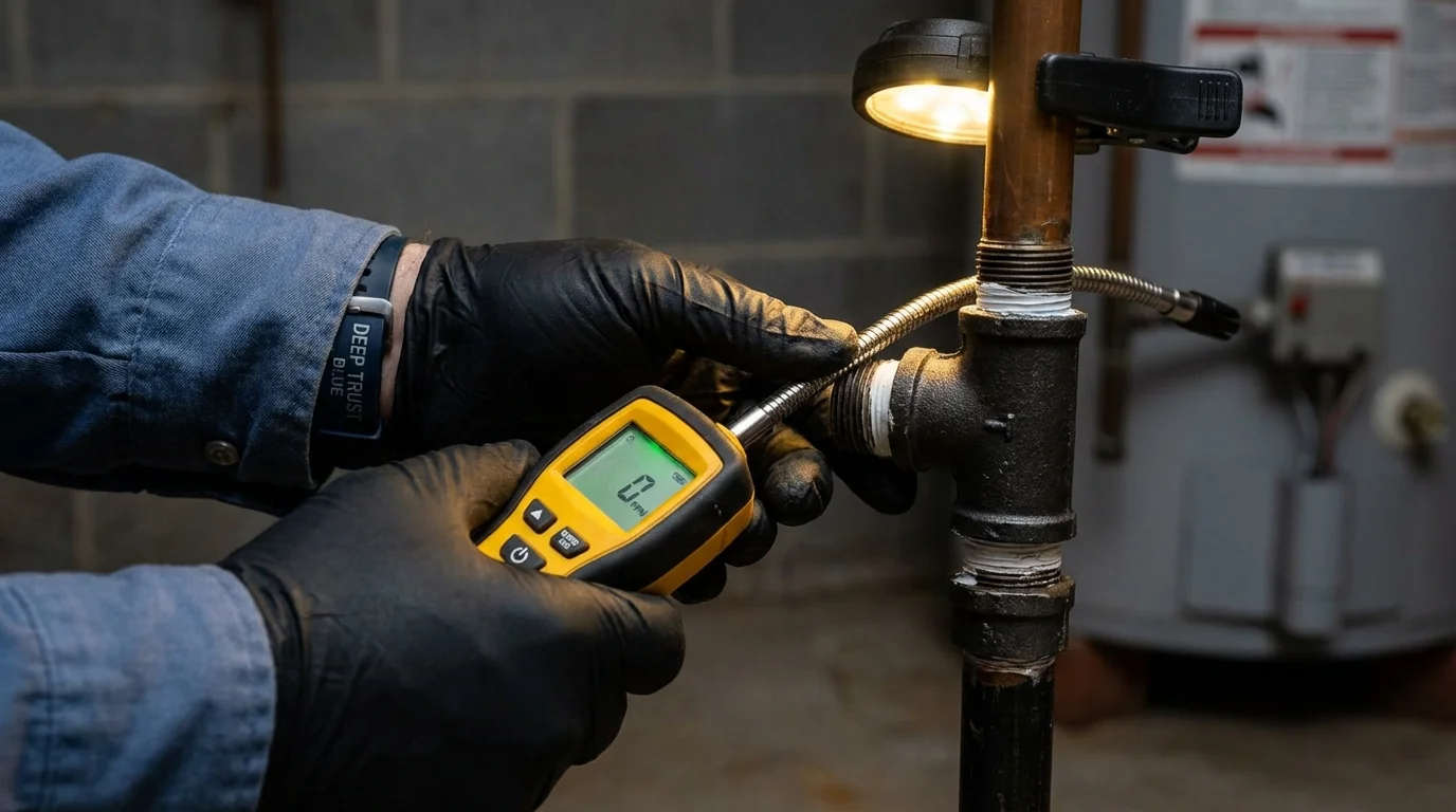 Gas leak detection with electronic sniffer by Johns Plumbing LLC in Dolgeville